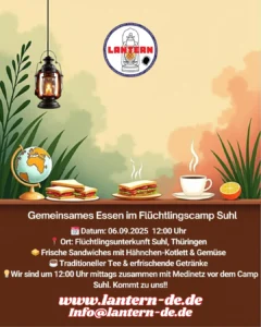 LANTERN vor dem Flüchtlingscamp in Suhl